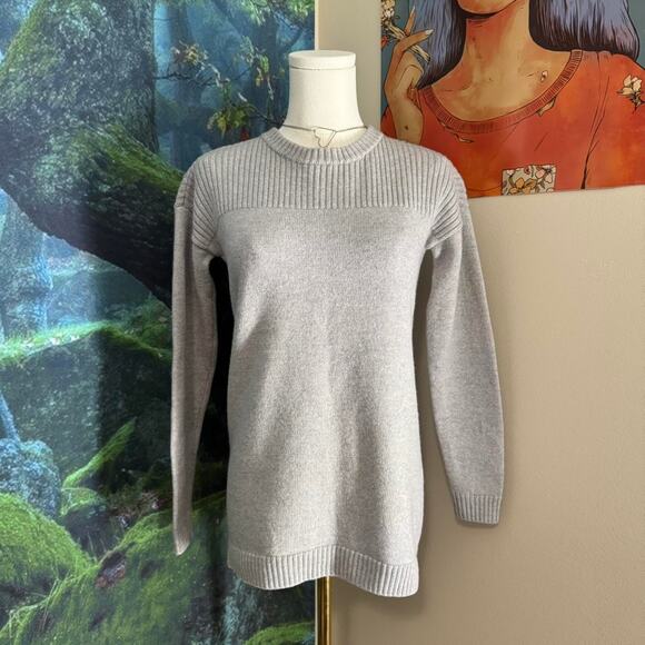 wilfred free 100% wool grey ribbed crewneck sweater minimalist winter basic - Picture 2 of 5